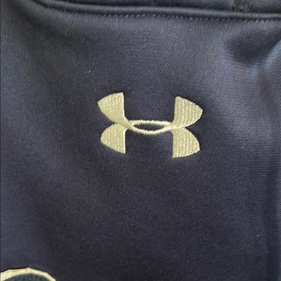 Under Armour Dark Blue Hoodie with Cream Logo - Picture 2 of 8